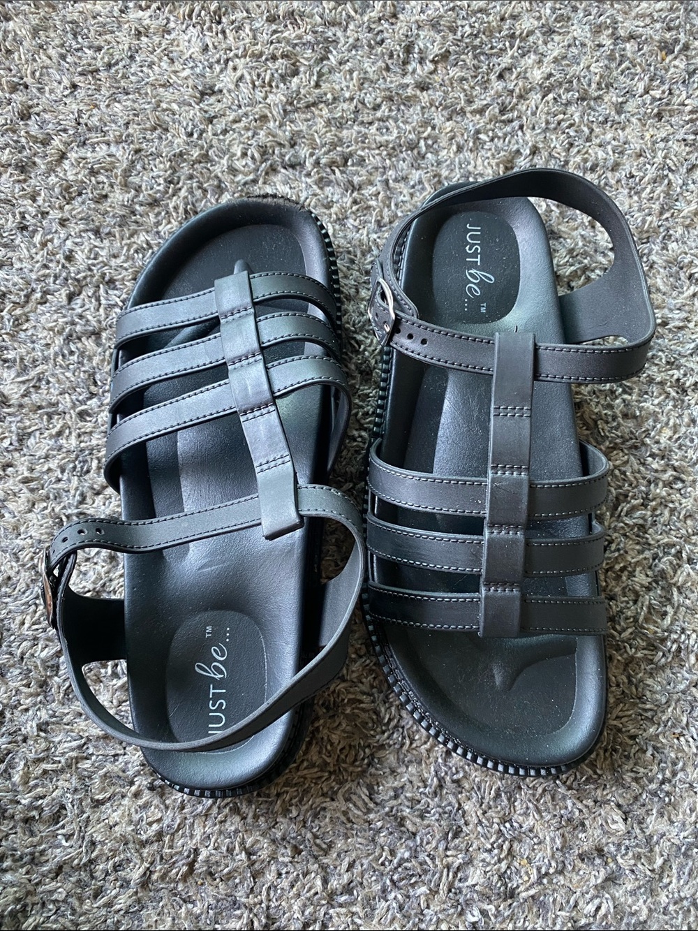 Black Women Multi-Strap Faux-Leather Sandals